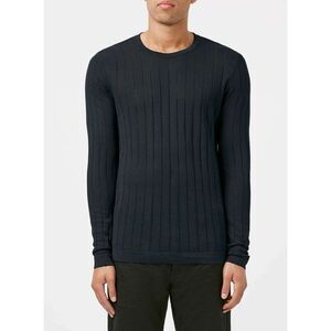 Topman New Premium Navy Pima Cotton Rib Sweater Retail‎ $65 Crew Neck Mens Small
